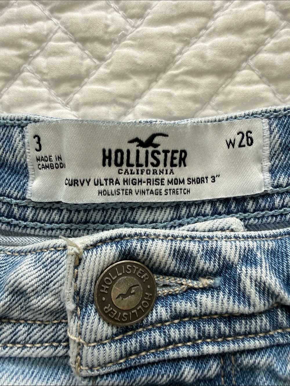 Hollister Faded Light Blue Distressed High Waist Denim Shorts Size W26 / 3 Beach - Picture 7 of 16